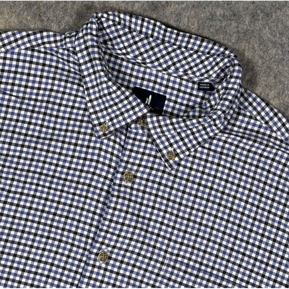 Johnnie O Sycamore Tucked Button Down Shirt Men’s XL Blue Red Gingham Wool Blend - Picture 1 of 9